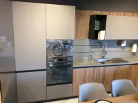 Cucina grigio moderna con penisola Noce imperial Artigianale in Offerta Outlet