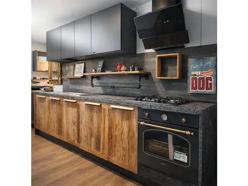 Cucina lineare in legno a prezzo ribassato 52%