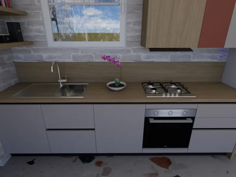 Cucina lineare in laminato opaco altri colori Cucina kali composizione 16 a prezzo scontato