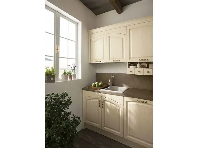 Cucina con isola classica bianca Colombini casa Cucina mida shabby chic vero legno   a soli 5890 Euro