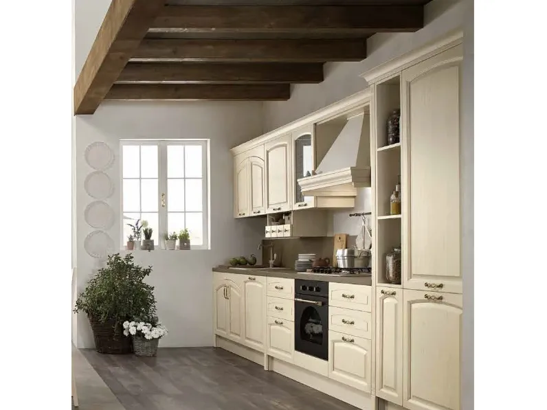 Cucina con isola classica bianca Colombini casa Cucina mida shabby chic vero legno   a soli 5890 Euro