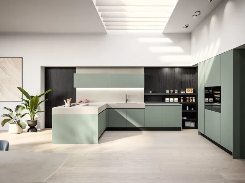 Cucina con penisola in laminato opaco a prezzo scontato 33%