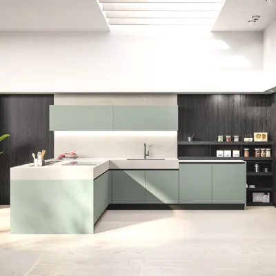 Cucina con penisola in laminato opaco a prezzo scontato 33%
