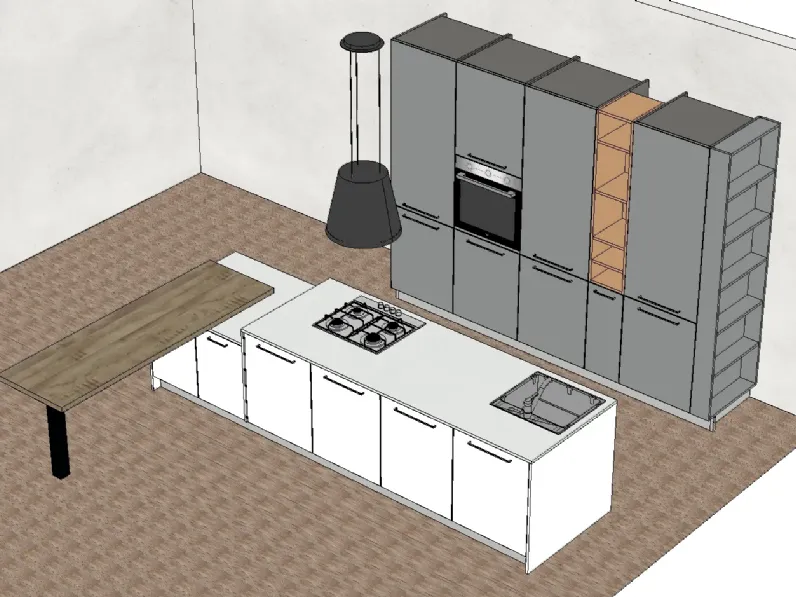 Cucina grigia design con isola Time Arredo3 a soli 8600 Euro