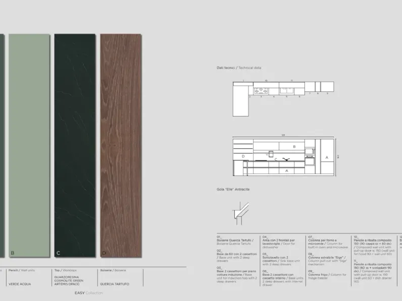 Cucina Ar-due moderna lineare altri colori in laminato materico Easy