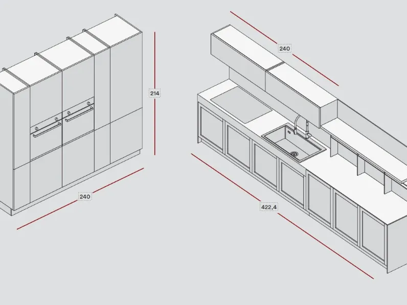 Cucina antracite design Penta / lungomare compo 11 Colombini casa scontata 