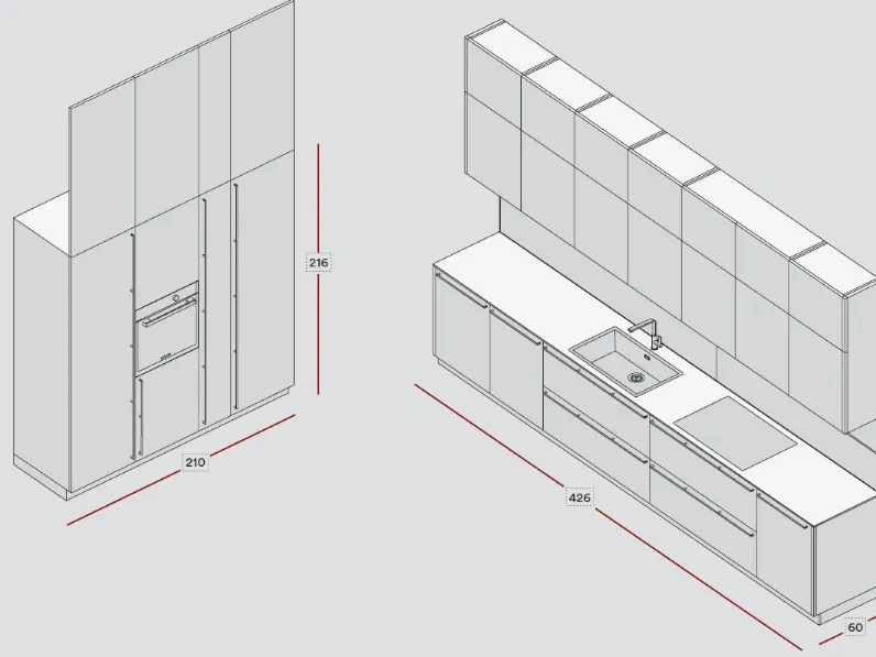 Cucina lineare in nobilitato modello Quadra compo 07 ad un prezzo riservato 