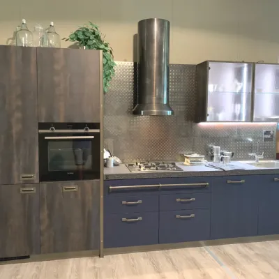 Cucina lineare in legno blu Diesel get together a prezzo scontato