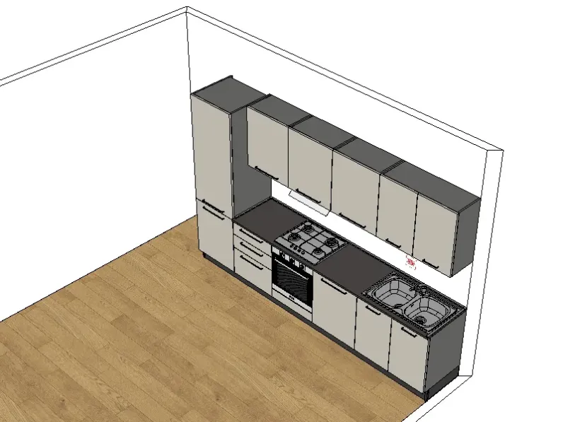 Cucina altri colori moderna lineare Prima cucine Domino composizione 09 a soli 4473€