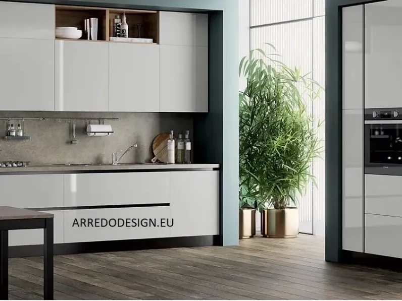 Cucina bianca moderna lineare Domino Prima cucine in Offerta Outlet