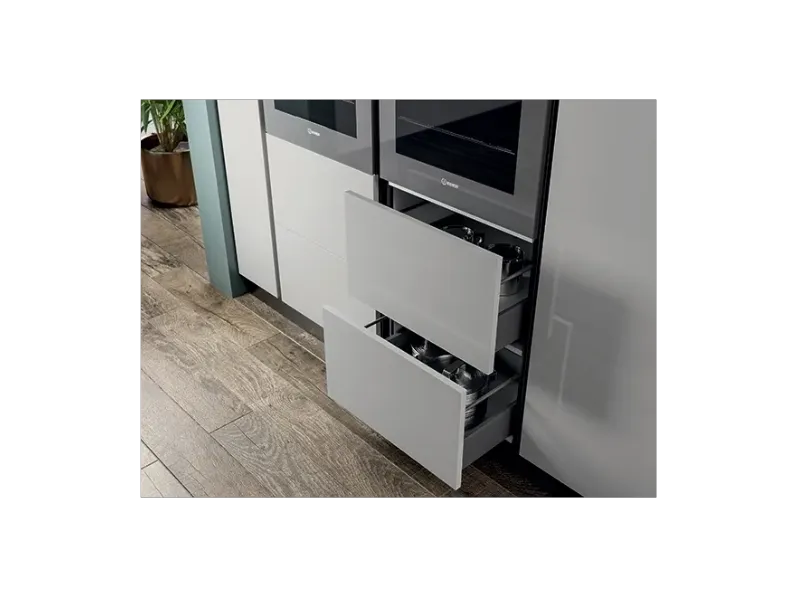 Cucina bianca moderna lineare Domino Prima cucine in Offerta Outlet