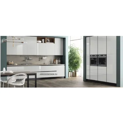 Cucina bianca moderna lineare Domino Prima cucine in Offerta Outlet