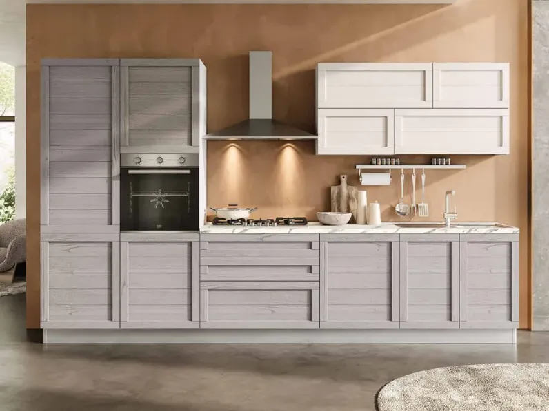 Cucina lineare in legno a prezzo ribassato 38%