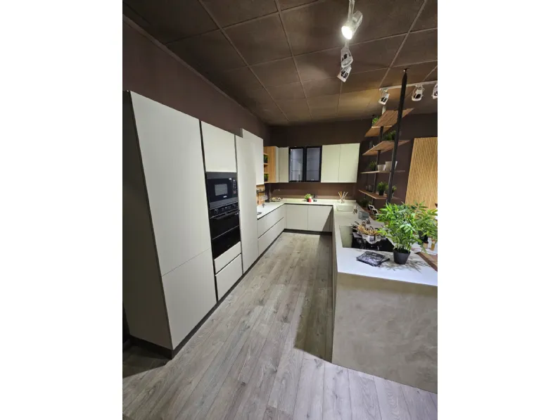 Cucina Cucina smart moderna tortora G5 con penisola scontata 50%