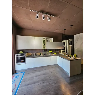 Cucina Gicinque moderna con penisola grigio in laminato materico Cucina infinity