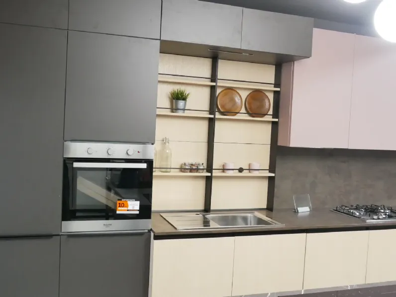 Cucina lineare in laminato materico grigia Cucina modello ginevra ciao cucina a prezzo scontato