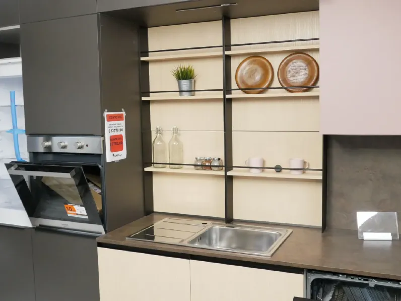 Cucina lineare in laminato materico grigia Cucina modello ginevra ciao cucina a prezzo scontato
