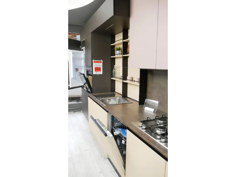 Cucina lineare in laminato materico grigia Cucina modello ginevra ciao cucina a prezzo scontato