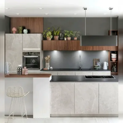 CUCINA con penisola Artigianale Stone j SCONTATA 50%