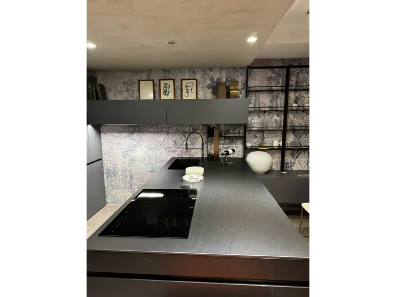 Cucina grigia moderna con penisola Dibiesse Area 22 xl job a soli 14260 Euro