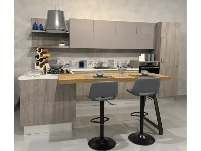 Cucina a prezzo scontato con penisola moderna Modello sand Febal