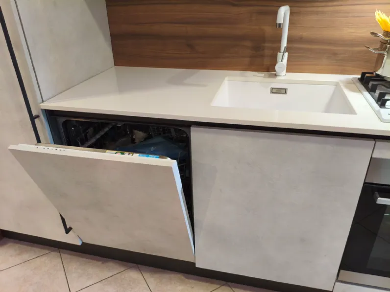 Cucina lineare in laminato opaco grigia Cucina cloe a prezzo scontato