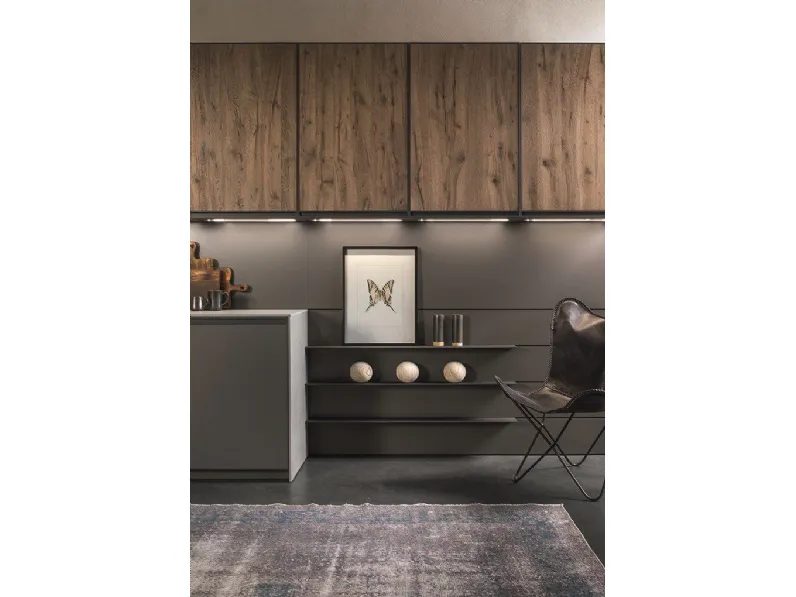 Cucina Kronos design grigia Arredo3 con isola scontata 35%