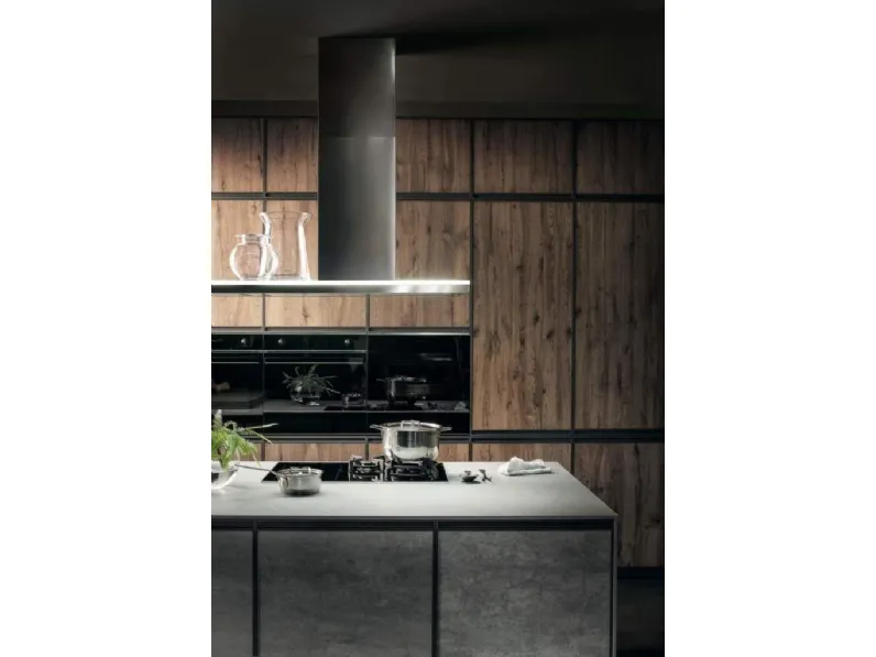 Cucina Kronos design grigia Arredo3 con isola scontata 35%