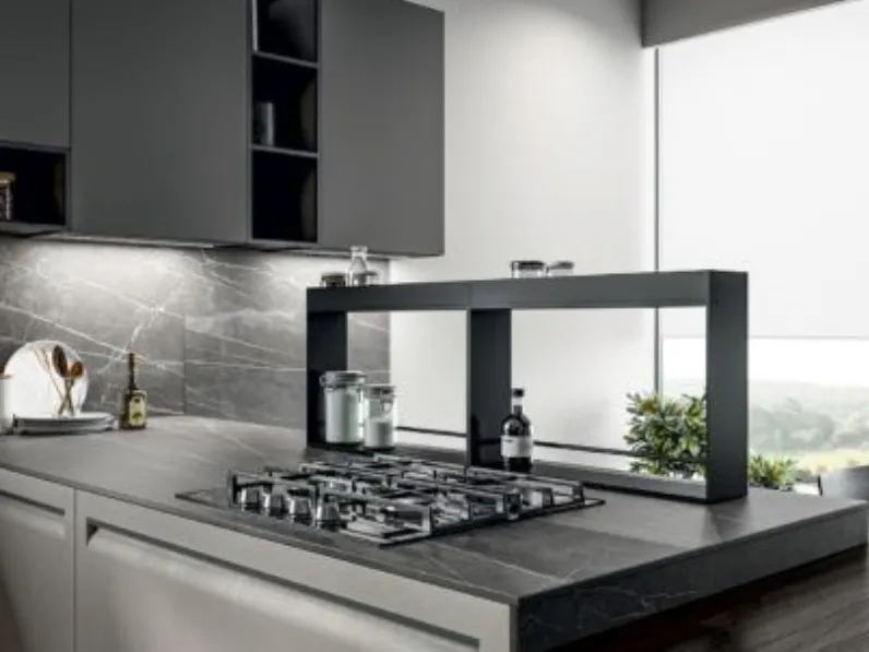 Cucina grigia design con penisola Arredo3 Polimerico a soli 13956 Euro