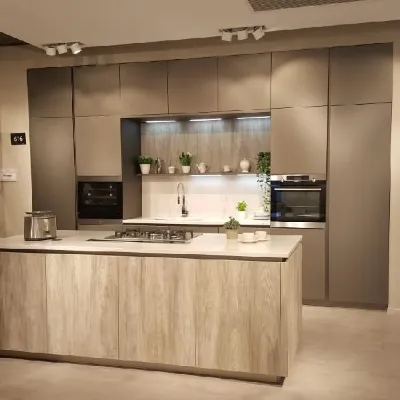 Cucina grigio moderna ad isola Cv 616 lounge mercurio Prezioso in Offerta Outlet