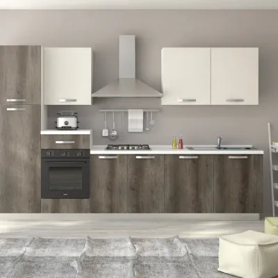 Cucina grigio moderna lineare Cucina ratika 300 cm canyon grigio-bianco perla Artigianale in Offerta Outlet