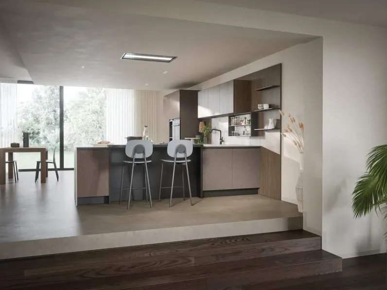 Cucina altri colori moderna con penisola Hera Prima cucine a soli 6420 Euro