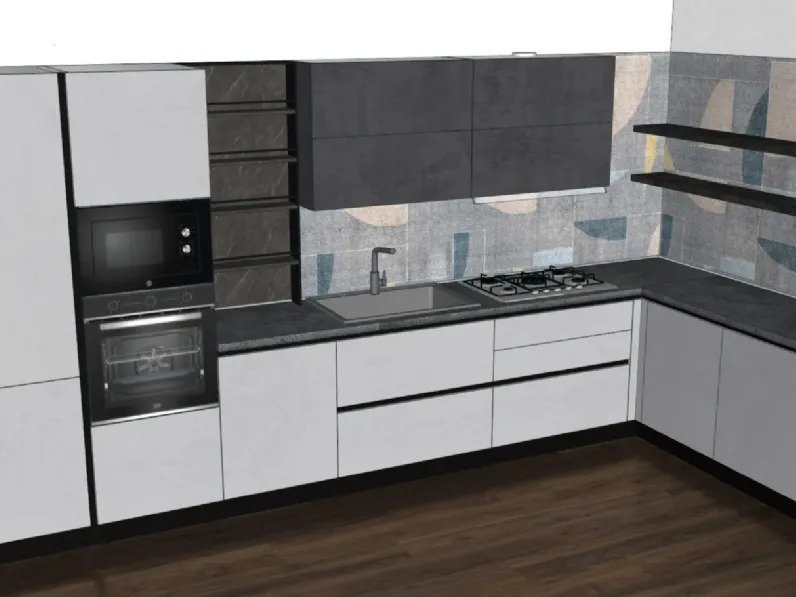 Cucina bianca moderna ad angolo Creo Jey a soli 8000 Euro