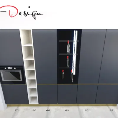Cucina con isola in laminato opaco antracite Kali a prezzo ribassato