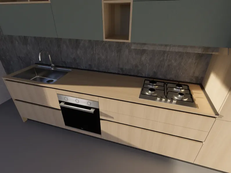 Cucina cloe composizione c moderna rovere chiaro Artigianale lineare scontata 40%
