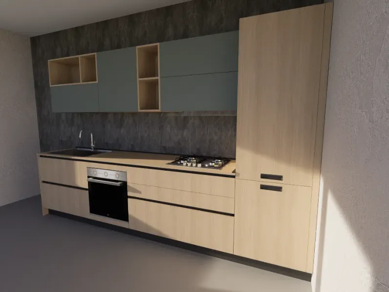 Cucina cloe composizione c moderna rovere chiaro Artigianale lineare scontata 40%