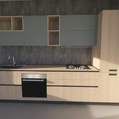 Cucina cloe composizione c moderna rovere chiaro Artigianale lineare scontata 40%