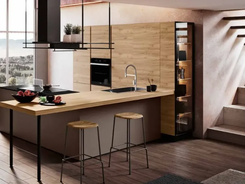 Cucina a prezzo scontato ad angolo moderna Capri bianca e noce Imab