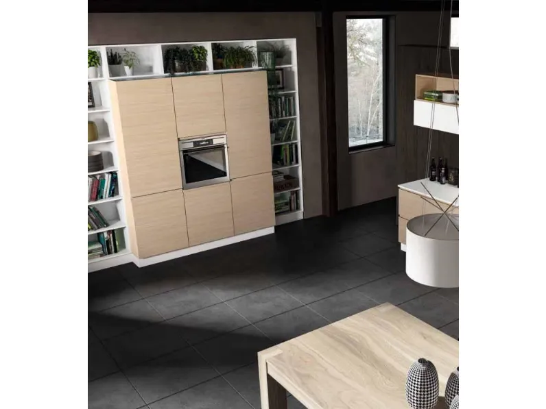 Cucina Essebi moderna lineare bianca in laminato materico Zenit 1