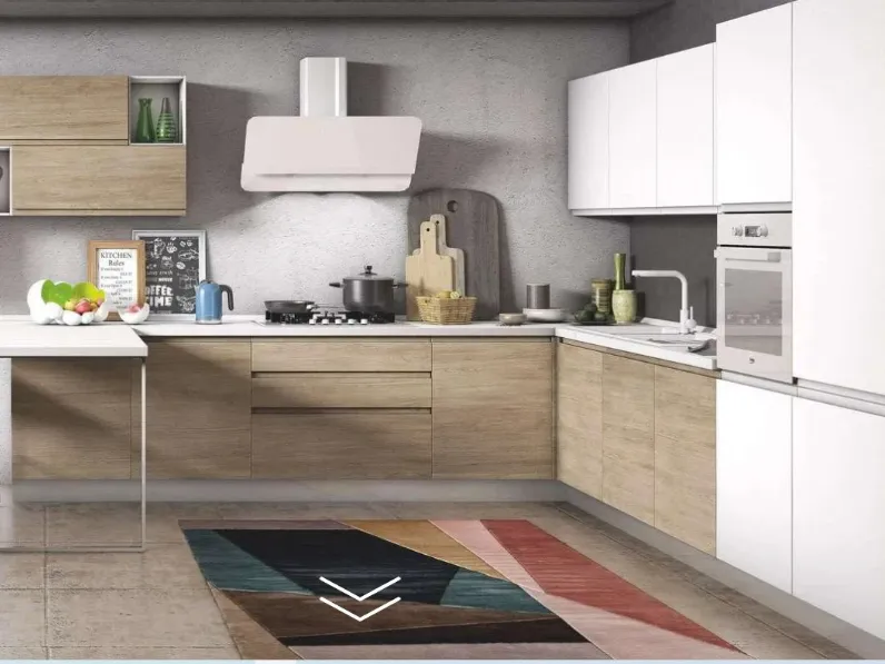 Cucina lineare in laminato materico grigia Giove k a prezzo scontato