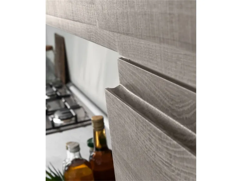Cucina lineare in laminato materico grigia Giove k a prezzo scontato