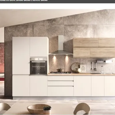 Cucina lineare in laminato materico grigia Giove k a prezzo scontato