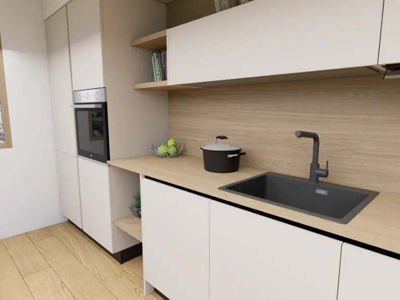 Cucina Arredo3 moderna lineare tortora in laminato opaco Cucina kali composizione 17