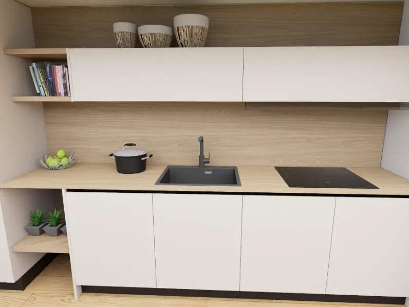 Cucina Arredo3 moderna lineare tortora in laminato opaco Cucina kali composizione 17