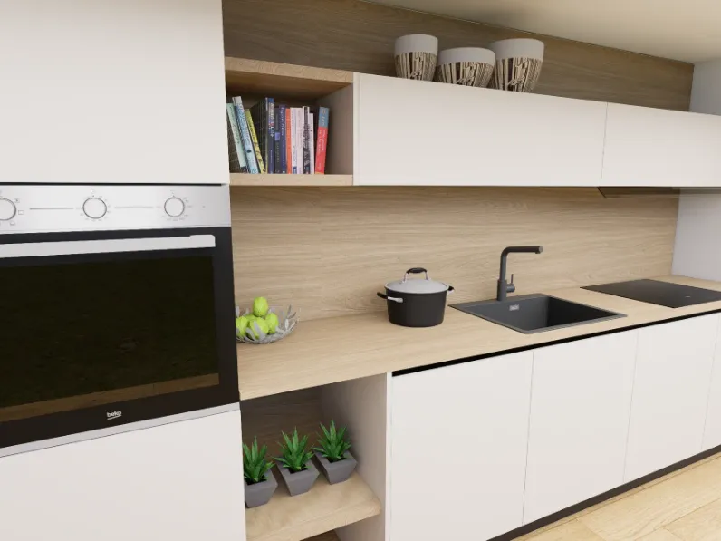 Cucina Arredo3 moderna lineare tortora in laminato opaco Cucina kali composizione 17