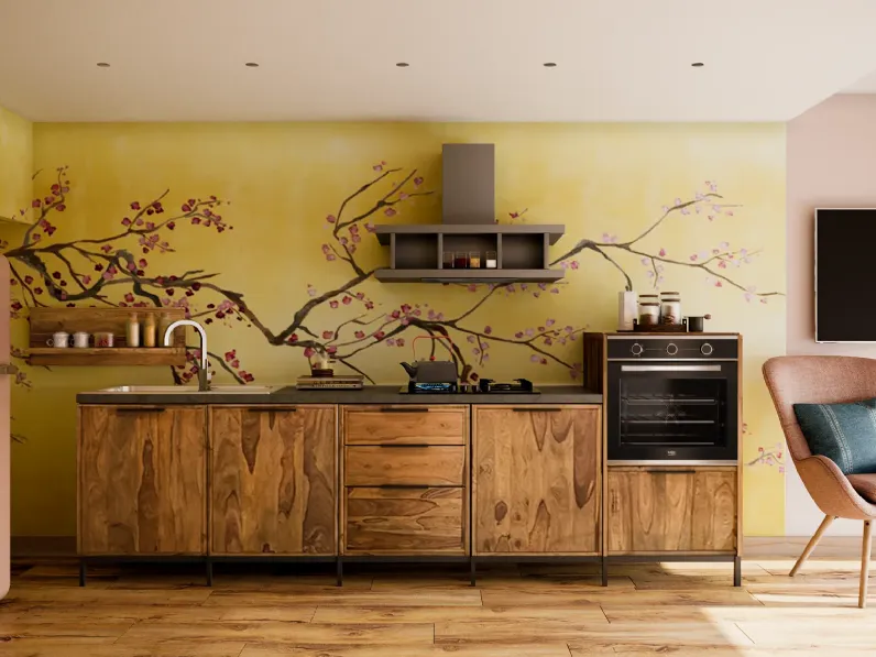 Cucina modello Cucina totla  wood in vero legno  Nuovi mondi collection PREZZO SCONTATO 58%
