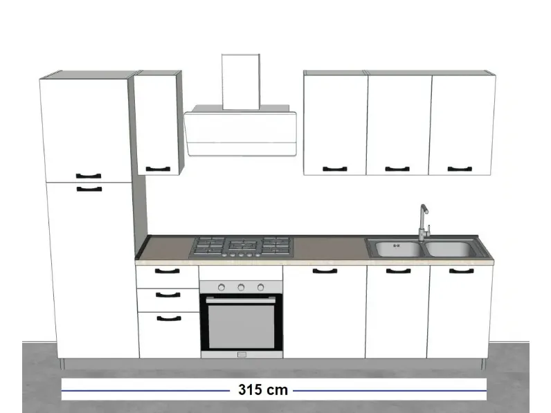 Cucina a prezzo ribassato lineare design Olimpia Artigianale