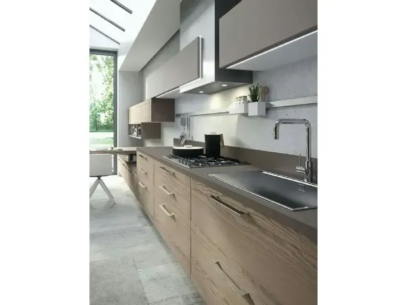 Cucina Artigianale moderna lineare altri colori in legno Luxor