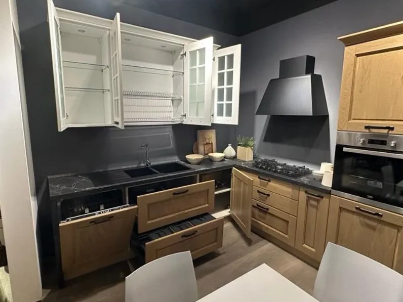 Cucina rovere chiaro classica ad angolo Aisha Mobilturi in Offerta Outlet