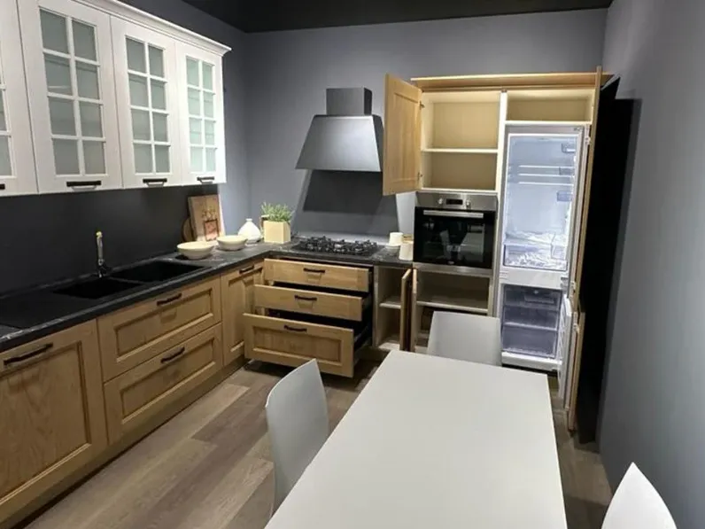 Cucina rovere chiaro classica ad angolo Aisha Mobilturi in Offerta Outlet